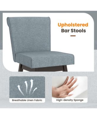 27 Inch Counter Height Bar Chairs with Rubber Wood Legs Set of 2