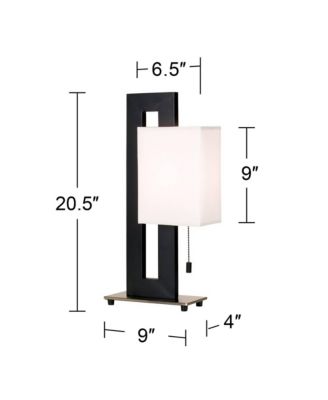 Floating Square 20 1/2" High Small Modern Accent Table Lamps Set of 2 Pull Chain Black Finish Living Room Bedroom