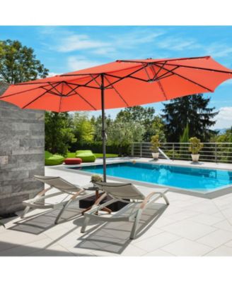 15 Feet Double-Sided Patio Umbrella with 48 LED Lights