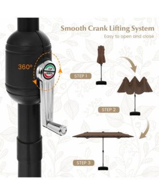 13FT Double-sided Patio Umbrella with Solar Lights for Garden Pool Backyard