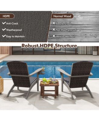 Patio Adirondack Chair with Rattan Padded Seat and Hidden Cupholder