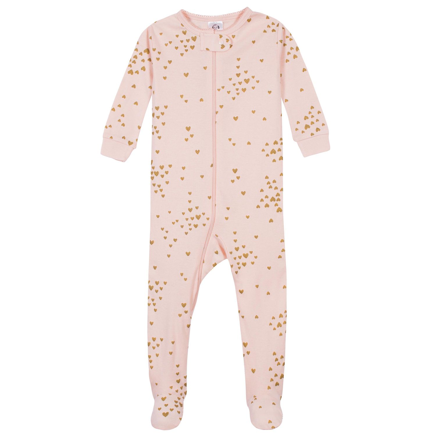 Baby Girls 2-Pack Snug Fit Footed Cotton Pajamas, Love, 0-3 Months