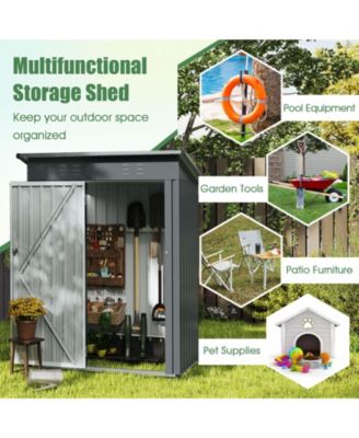 5 x 3 Feet Outdoor Storage Shed with Sloped Roof and Lockable Door-Gray