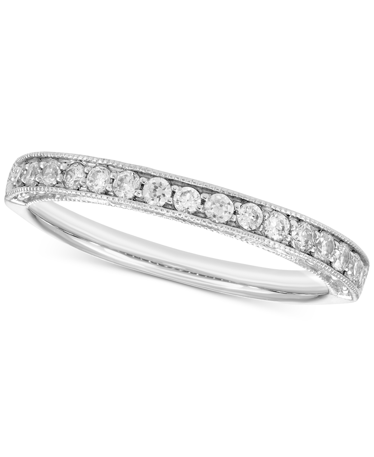 Diamond Milgrain Bead Band (1/4 ct. t.w.) in 14k White Gold - White Gold