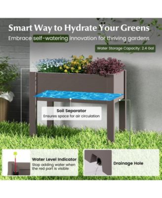 53L Raised Bed Grow Box Self-Watering Water Level Monitor Planter Box Stand