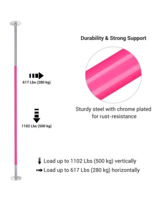 11.7 Ft Static Spinning Dancing Pole Kit 45mm Silicone Party Club Exercise Pink