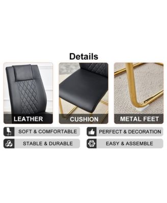 Streamdale 63" Glass Dining Set Marble Table & 6 Black/Gold Chairs