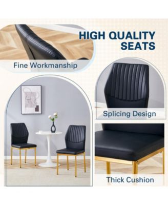 Streamdale Black PU Dining Chairs - Gold Legs, Set of 6
