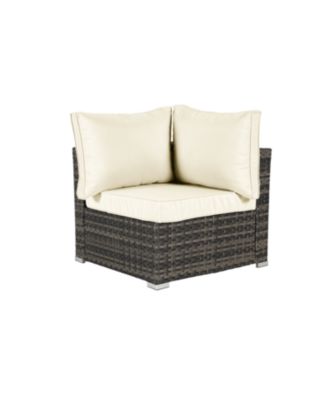 Outdoor Wicker Patio Sofa Set with Cushions & Table