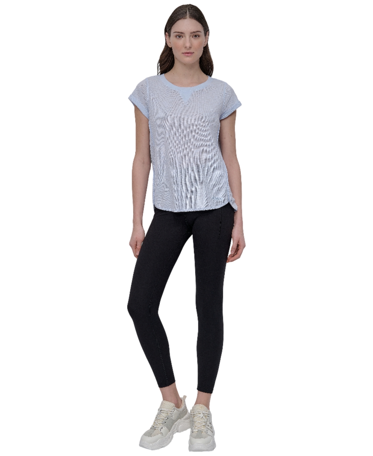 Dkny Women's Mini Slub Waffle Short Sleeve Top In Blue