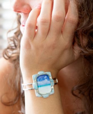 Barse Scenic Beach Blue Larimar and Sterling Silver Cuff Bracelet 69990₽