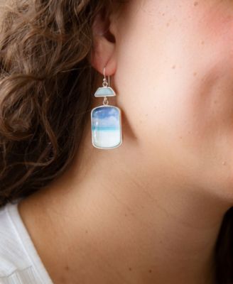 Barse Scenic Beach Blue Larimar and Sterling Silver Drop Earrings