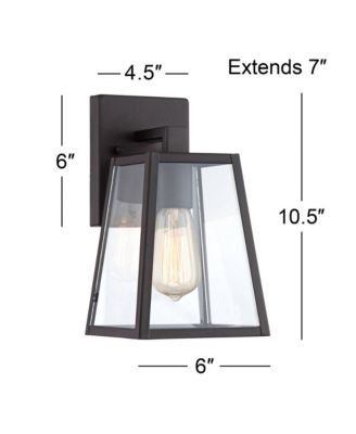 Arrington Modern Outdoor Wall Lights Fixtures Set of 2 Mystic Black 10 3/4" Clear Glass for Exterior Barn Deck House Porch Yard Patio