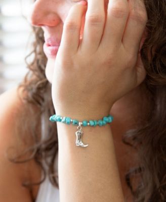 Barse Genuine Turquoise Magnesite Sterling Silver Boot Charm Bracelet 12890₽