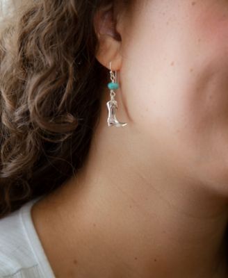 Barse Genuine Turquoise Magnesite and Sterling Silver Boot Charm Earrings 18690₽