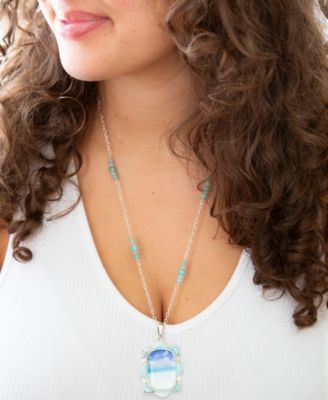 Barse Scenic Beach Blue Larimar and Sterling Silver Pendant Necklace 52890₽