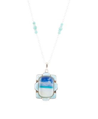 Scenic Beach Blue Larimar and Sterling Silver Pendant Necklace