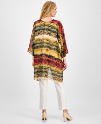 Women's Tie-Dyed Tie-Neck Kimono
