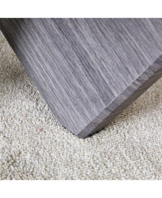 Streamdale Round Coffee Table – 1 Pc, Tempered Glass & MDF, 33.4" Diameter, Grey Patterned Legs, Modern Living Room Furniture