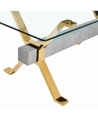 Streamdale Modern Glass Dining Table Gold Legs 79"