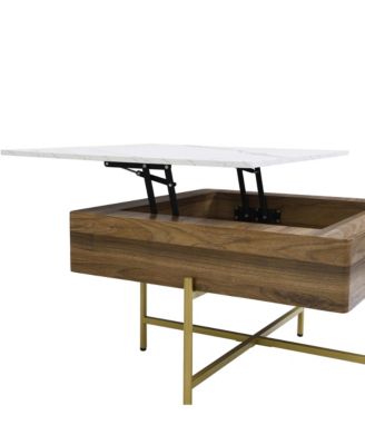 Modern Square Lift-Top Coffee Table Set with Storage & 4 Ottomans