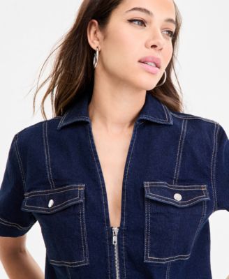 売れ筋商品|||バースリー カットソー トップス レディース Trendy Plus Size Seamed Denim Zip-Front Top, Exclusively at Macy's Midnight Wash Bar III Women's Seamed Denim Zip-Front Top, Exclusively at