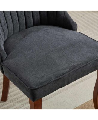 Rayon Linen Dining Chairs, Set of 2 (Black