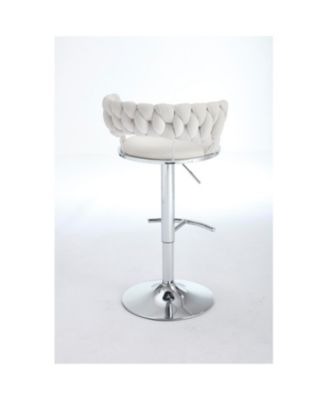 Cream Velvet Bar Stools (Set of 2) Adjustable Height