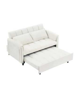 Streamdale Beige Velvet Sofa Bed - Convertible Sleeper Couch
