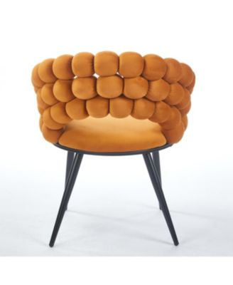 Orange Modern Chairs (Set of 2), Golden Legs