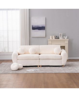 Streamdale 84" White Corduroy Sofa Couch