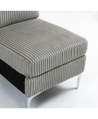 Gray Corduroy Modular Armless Seat