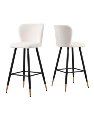 Modern 30" Barstool with White Seats and Black & Gold Accents