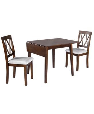  Natural 3-Piece Dining Set with Drop Leaf Table & Upholstered Chairs