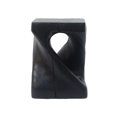 Streamdale Twist Shape Side Table, Wood-like texture, Black Color