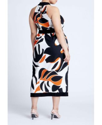 Макси-платье с принтом ELOQUII Plus Size на бретельках с принтом на шее