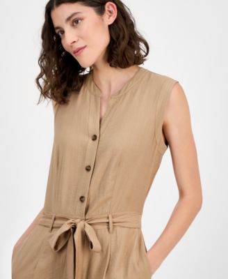 Women's Sleeveless Wide Leg Belted Jumpsuit