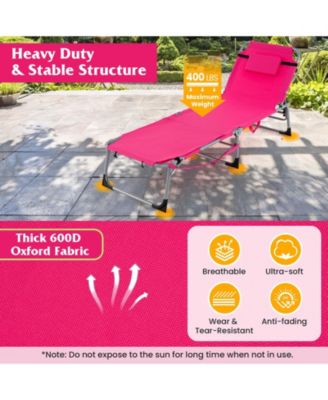 5-position Outdoor Folding Chaise Lounge Chair-Pink