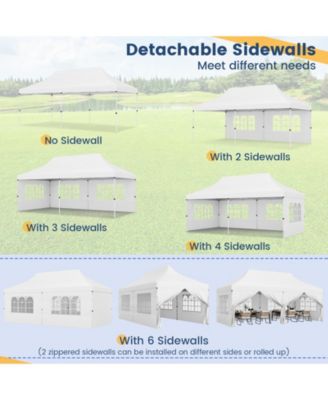 10 x 20 ft Pop-Up Canopy with 6 Sidewalls, Windows and Carry Bag for Events
