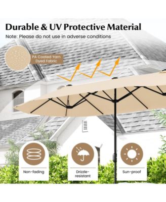 13 Feet Double-Sided Patio Twin Table Umbrella with Crank Handle-Beige