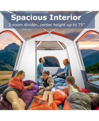 6-8 Person Camping Tent with Double Rooms and 2 Doors-Navy