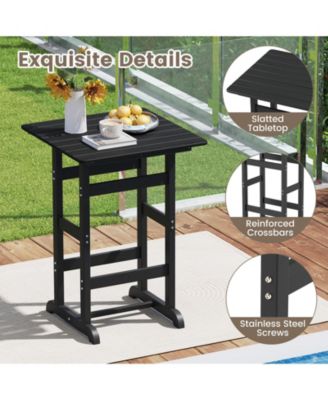 30 Inch Square Bar Table Dining Table with Slatted Tabletop for Poolside