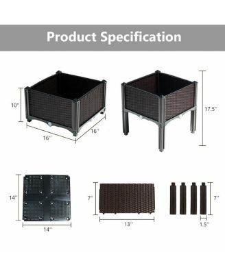 Set of 4 Elevated Flower Vegetable Grow Planter Box