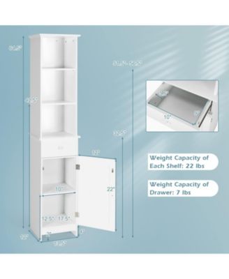 Bathroom Tall Freestanding Storage Cabinet with Open Shelves and Drawer