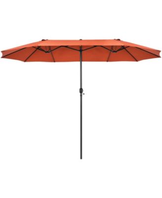 15 Feet Patio Double-Sided Umbrella with Hand-Crank System