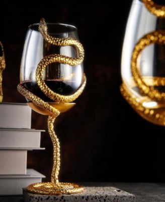 Snake Stemmed Wine Glasses, Set of 2