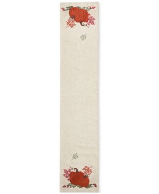 Cranston Embroidered Pumpkin Table Runner, 14" x 70"