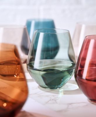 Khen Pastel Muted Stemless Wine Glasses, Set of 4