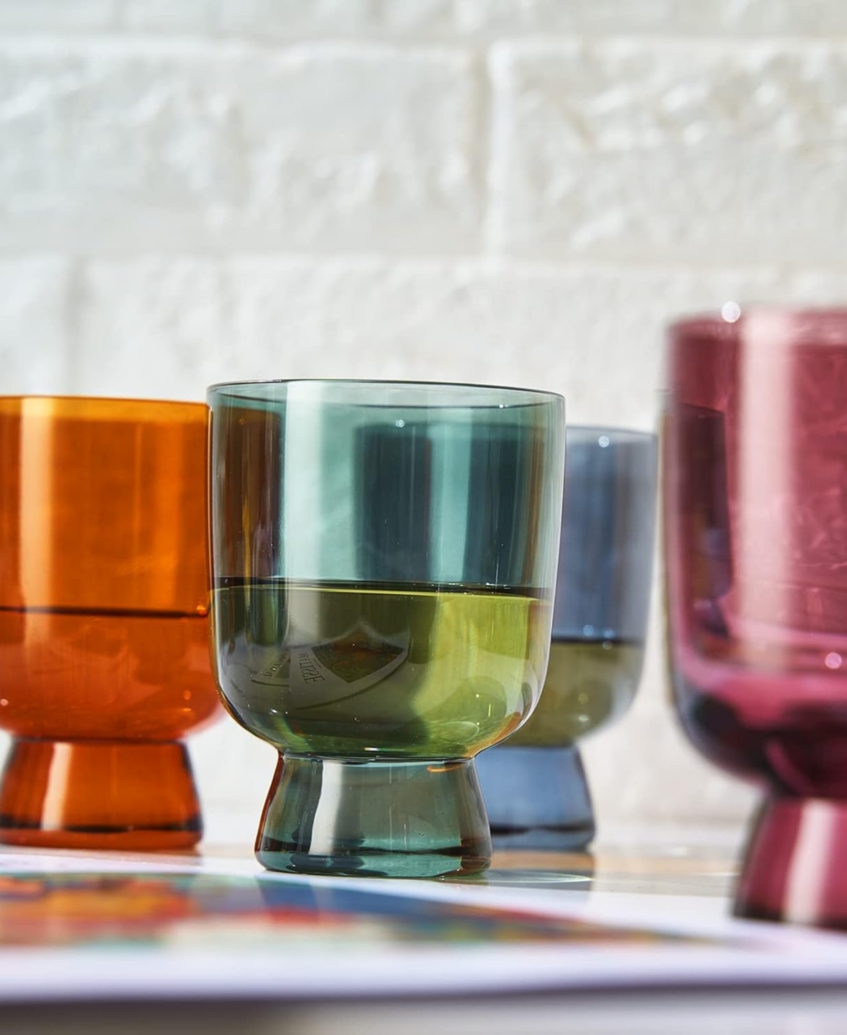 The Wine Savant Khen Pastel Muted Murano Wine Glasses, Set Of 4