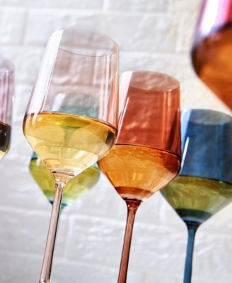 Classic Art Deco Pastel Muted Wine Glasses, Set of 6